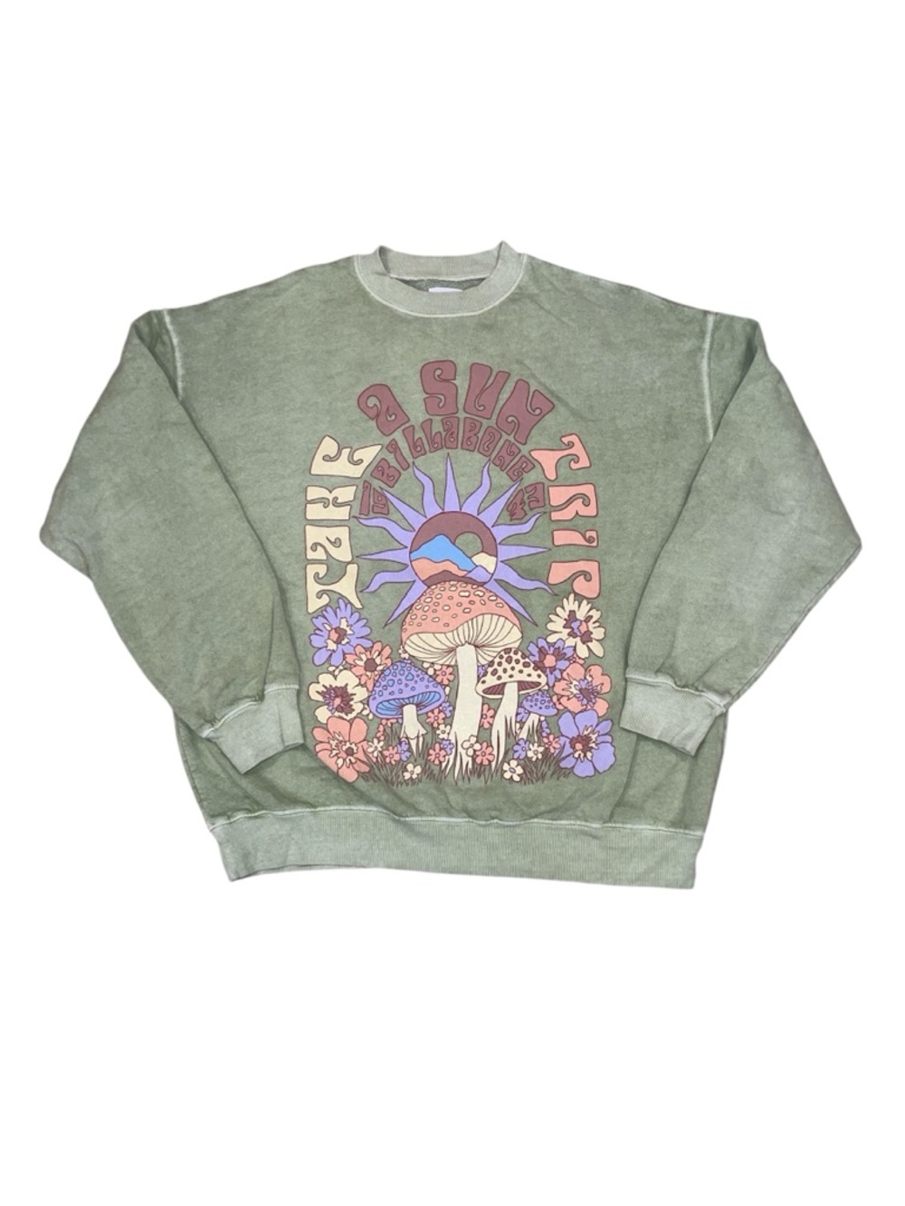 Billabong green graphic crewneck